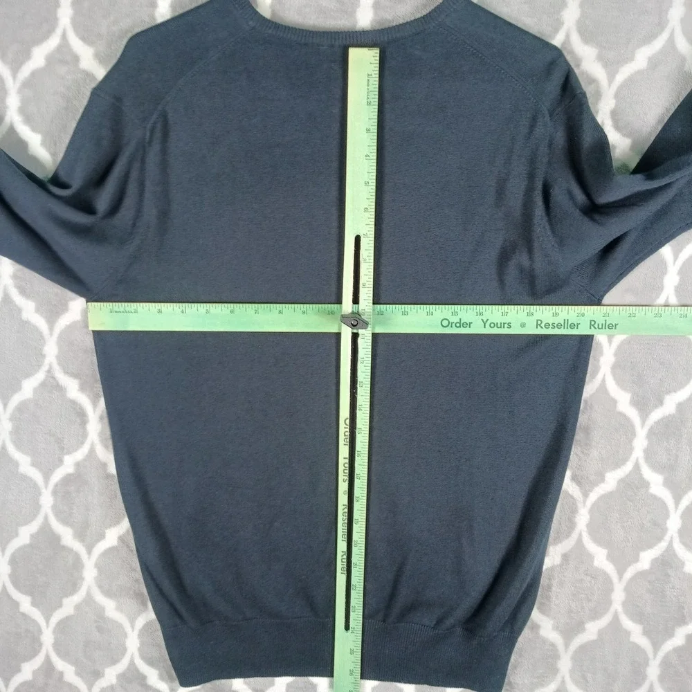 Peter Millar Sweater Men Medium Black V Neck Silk Cashmere Cotton Pullover
